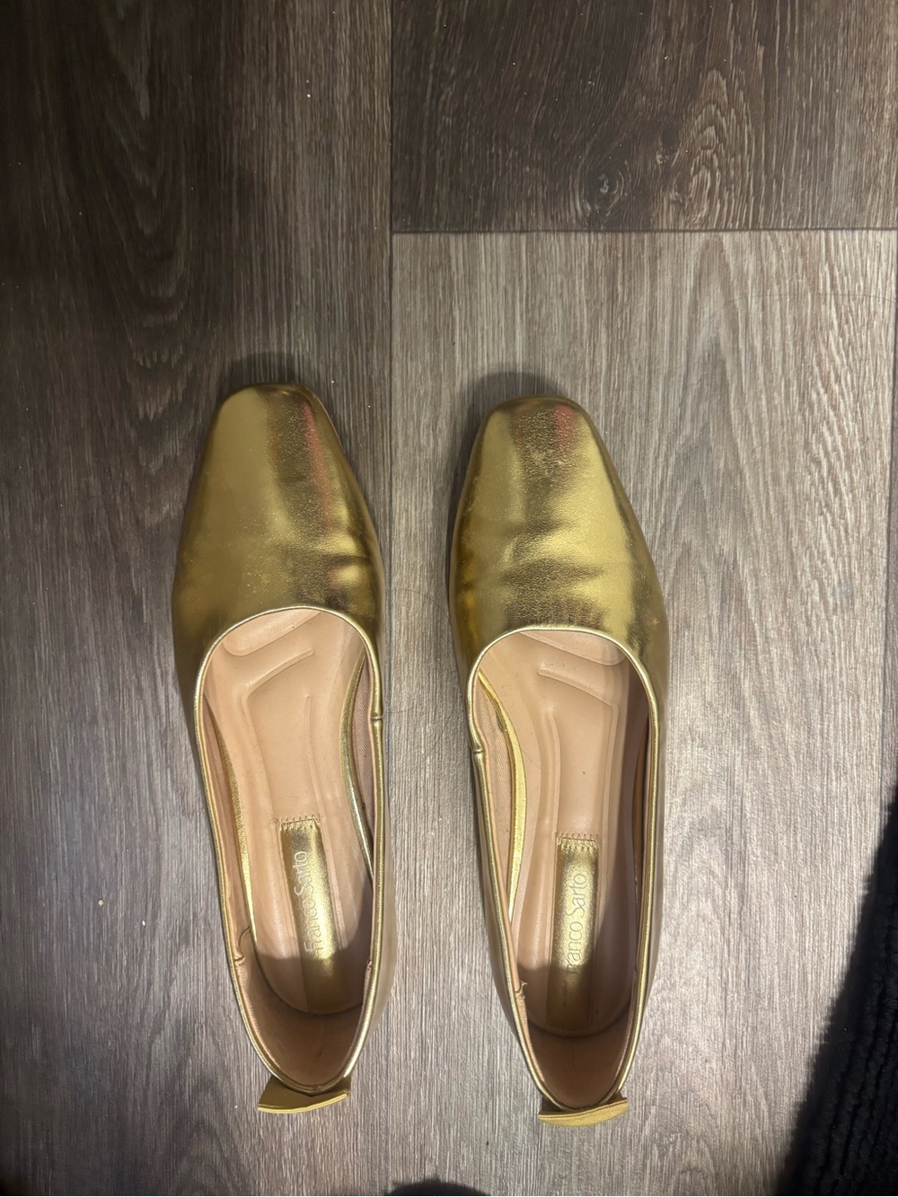 Franco Sarto Metallic Gold Square-Toe Flats